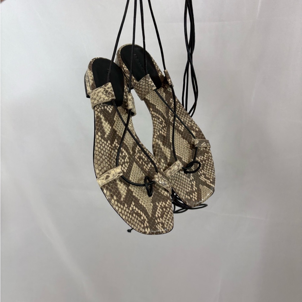 Brand New! Reformation Alize Snakeskin Lace-Up Sandals - Picture 10 of 12